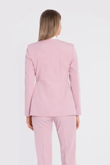 Elegancka marynarka z ozdobną kokardą - liliowa