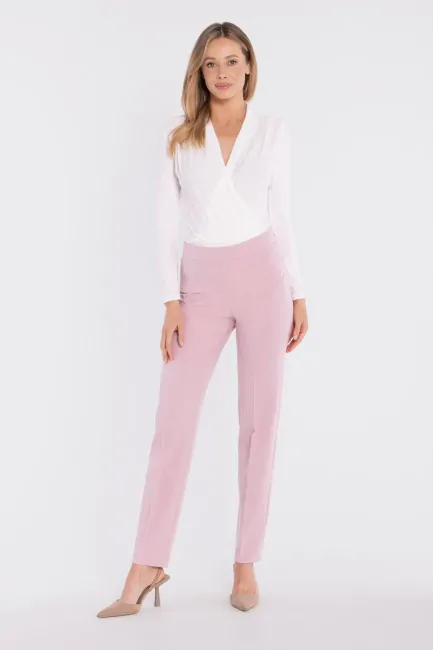 Eleganckie spodnie cygaretki z kieszeniami - liliowe DM1680 Eleganckie spodnie...