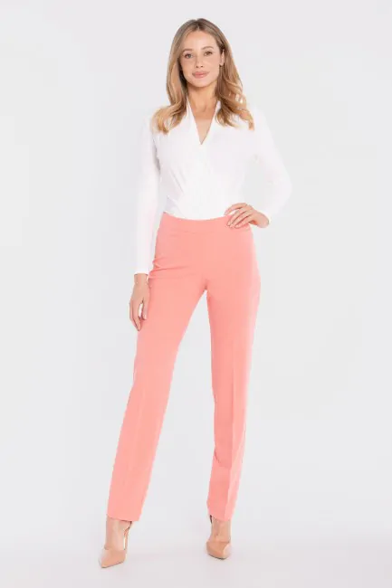 Eleganckie spodnie cygaretki z kieszeniami - łososiowe DM1680 Eleganckie spodnie...