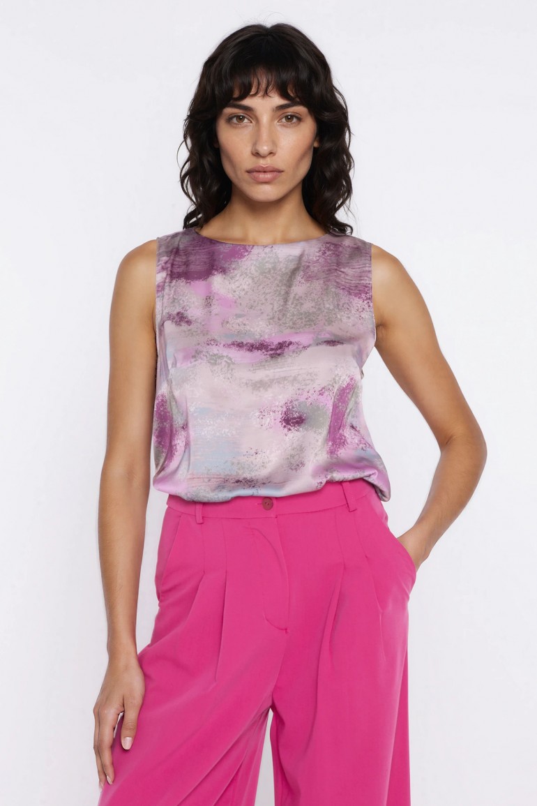 DM1591 Bluzka bez rękawów z dekoltem w łódkę - wzór