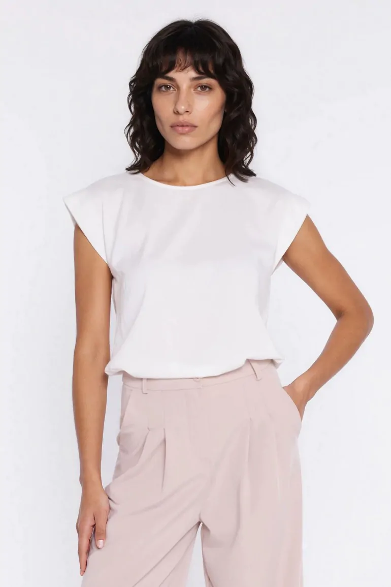 DM1599 Bluzka z krótkim rękawem typu kimono - ecru