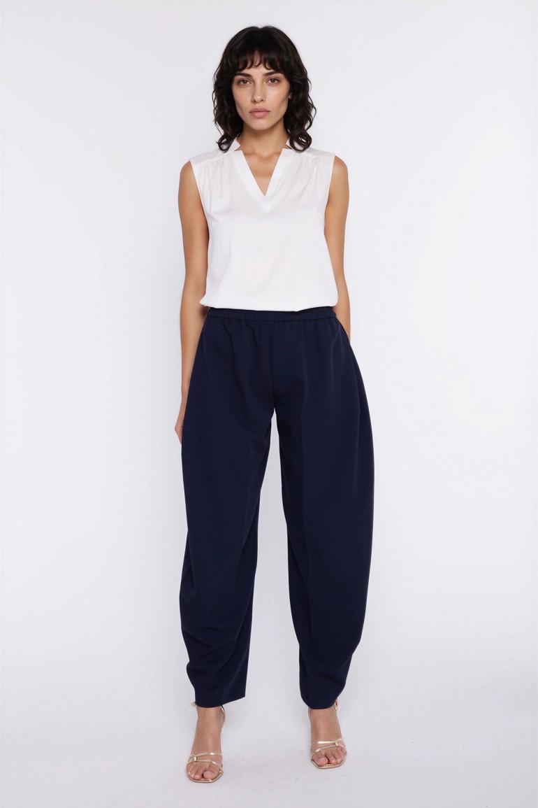 DM1602 Spodnie z gumą w pasie i kieszeniami - granatowe