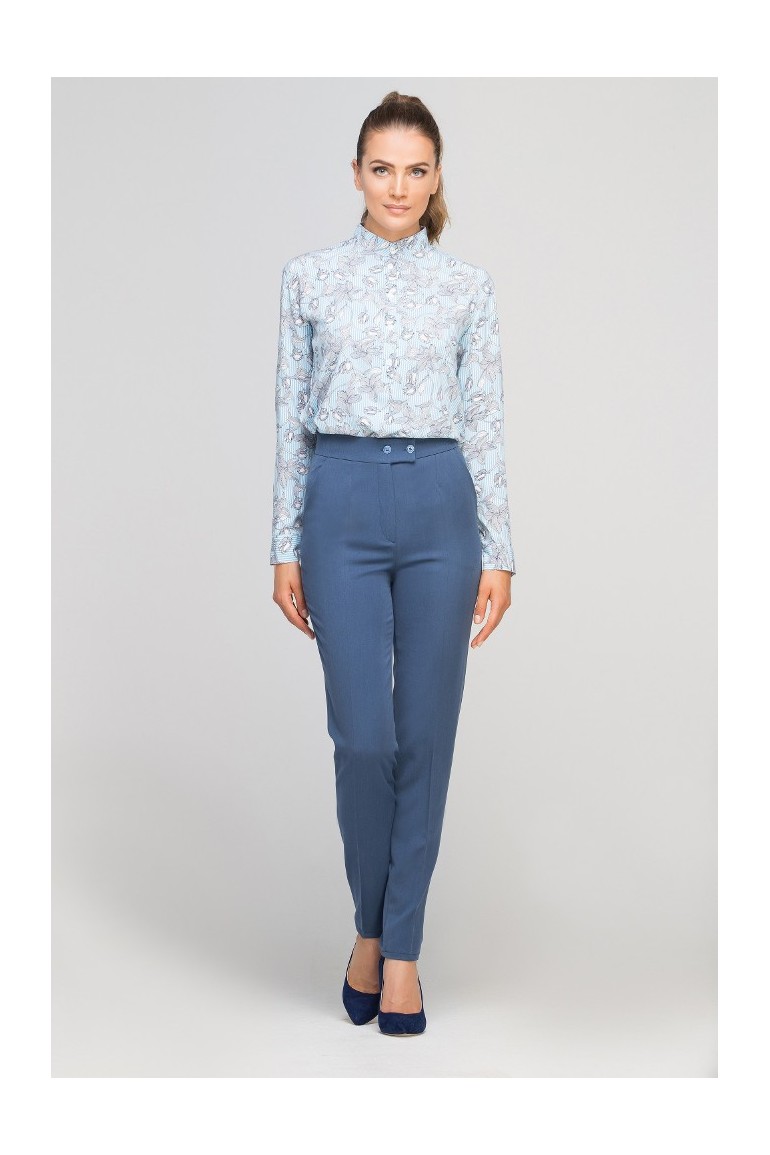 CM3353 Eleganckie spodnie w kant - niebieskie
