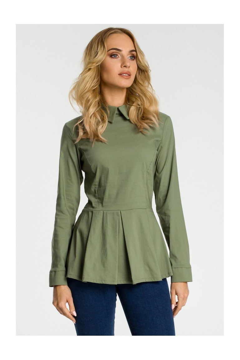 CM3304 Odcinana w talii koszula damska - khaki