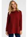 Bluza oversize z kominem i kieszeniami - bordowa
