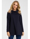 Bluza oversize z kominem i kieszeniami - granatowa