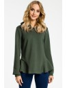 Bluza z kapturem i falbankami - militarno zielona