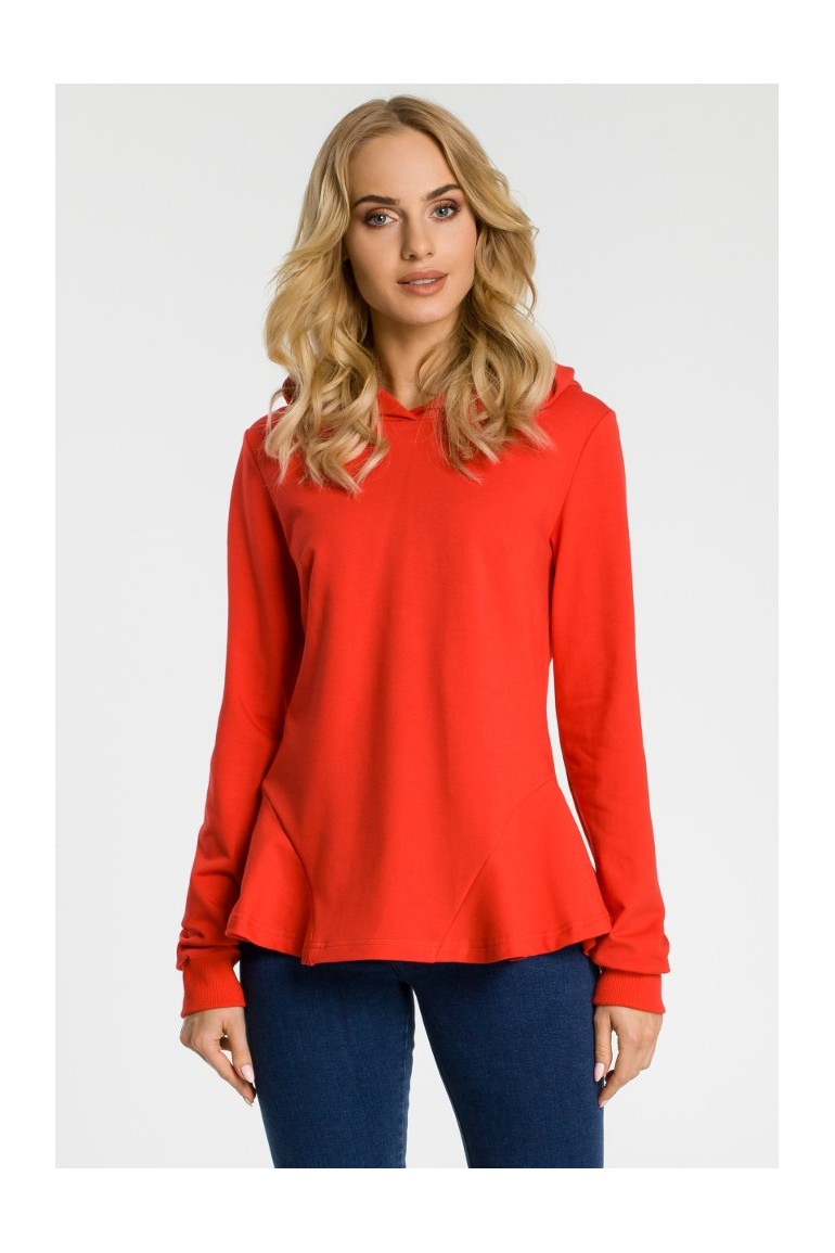 CM3310 Bluza z kapturem i falbankami - czerwona