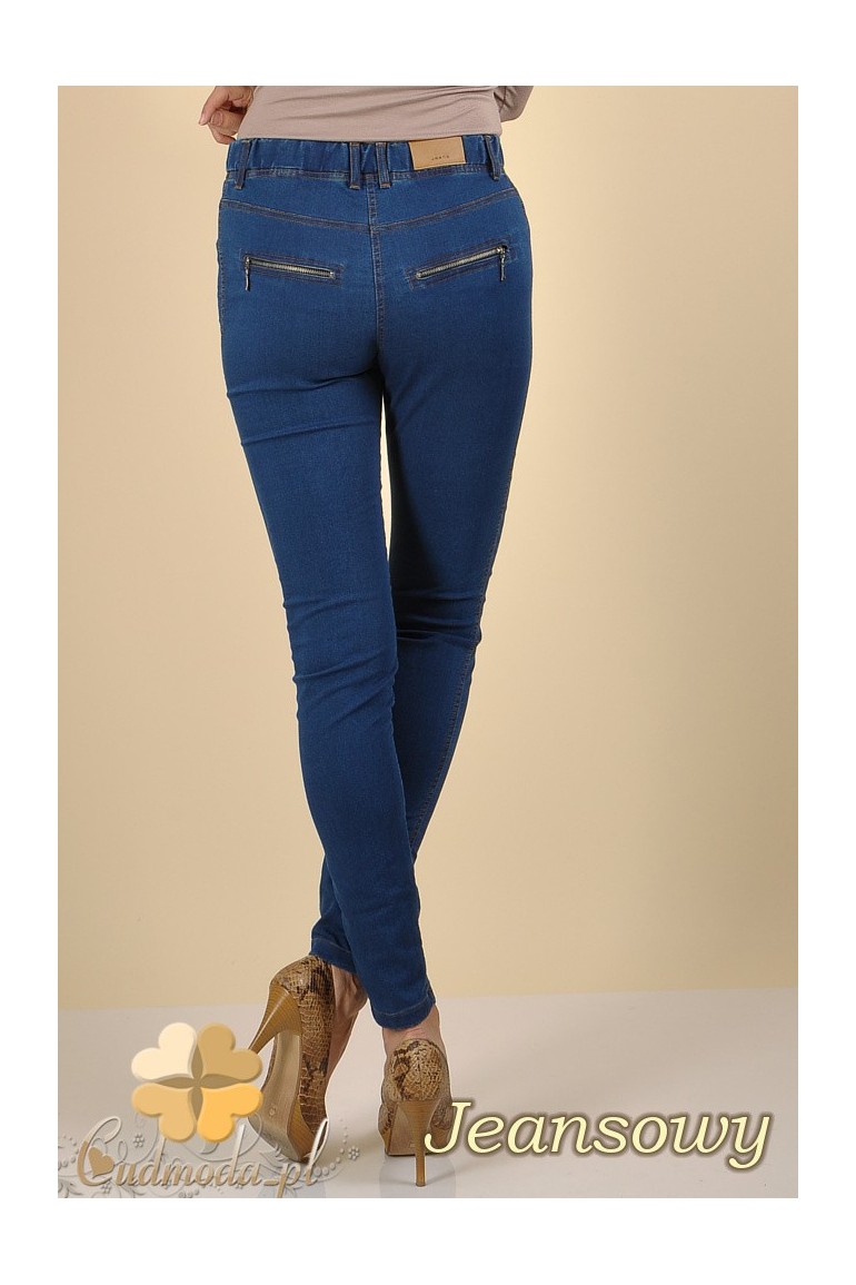 CM0173 Włoskie legginsy jeansowe z zameczkami - jeans