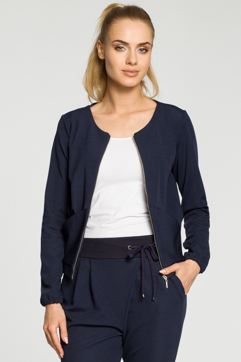 CM2566 Elegancka zasuwana bluza damska - granatowa