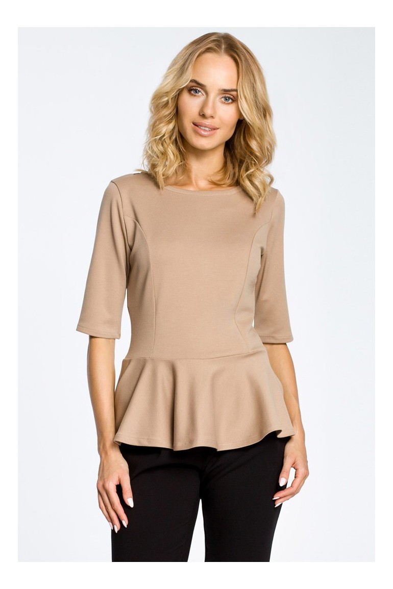 CM0206 Elegancka bluzka z baskinką - cappuccino