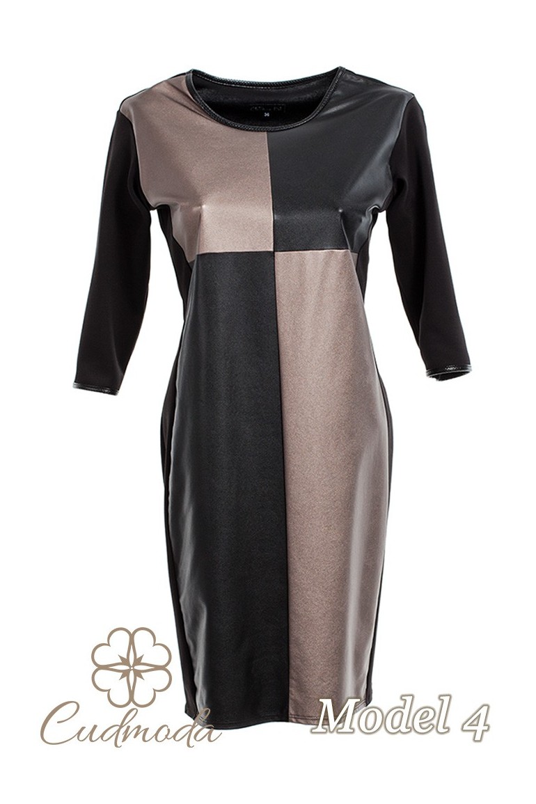 Ołówkowa sukienka z motywem - model 4 CM2709 Ołówkowa sukienka z motywem - model 4