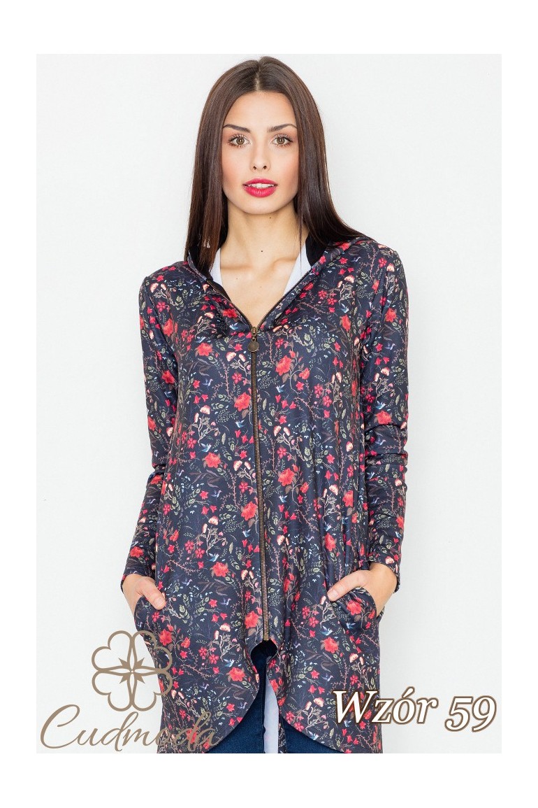 CM2755 Długa asymetryczna bluza zasuwana - wzór 59