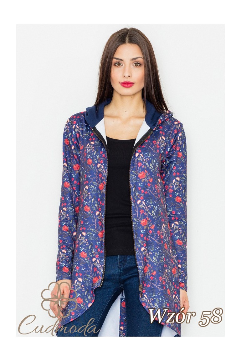 CM2755 Długa asymetryczna bluza zasuwana - wzór 58
