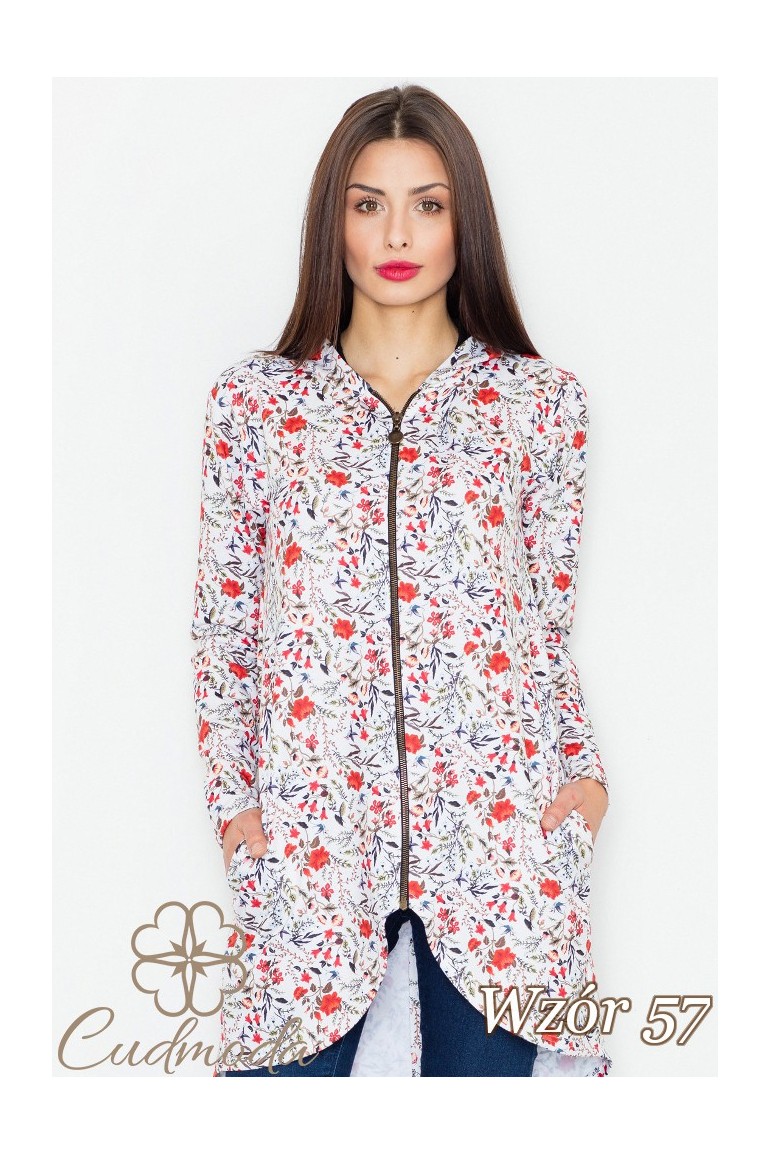 CM2755 Długa asymetryczna bluza zasuwana - wzór 57