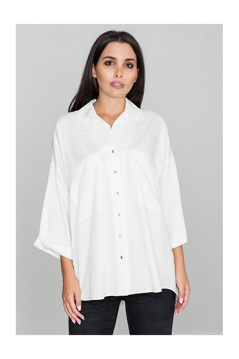 CM3476 Luźna koszula oversize - ecru