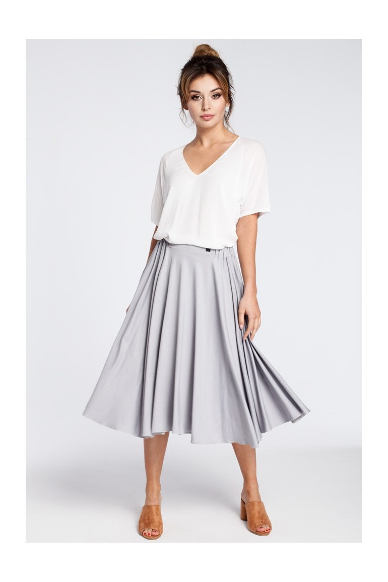 CM3034 Rozkloszowana spódnica midi - szara