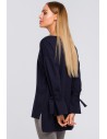 Bluza z wiązaniem przy rękawach - granatowa