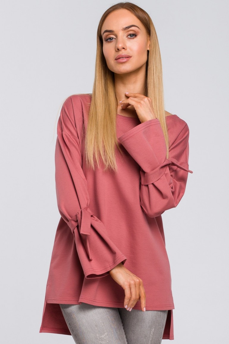 CM4851 Bluza z wiązaniem przy rękawach - róż indyjski
