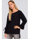 Bluza z wiązaniem przy rękawach - czarna