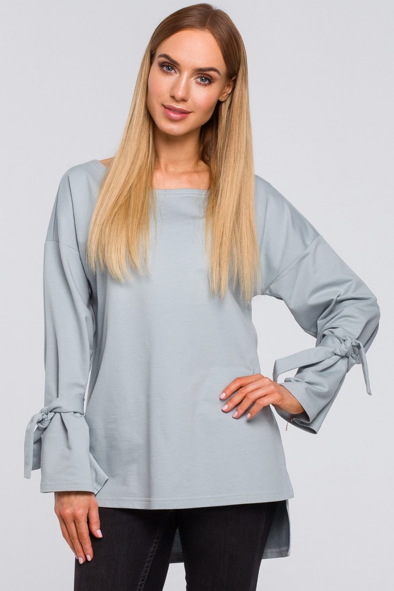 CM4851 Bluza z wiązaniem przy rękawach - kolor gołębi