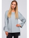 Bluza z wiązaniem przy rękawach - kolor gołębi