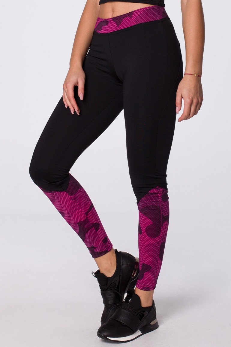 CM4862 Sportowe legginsy ze wstawkami moro