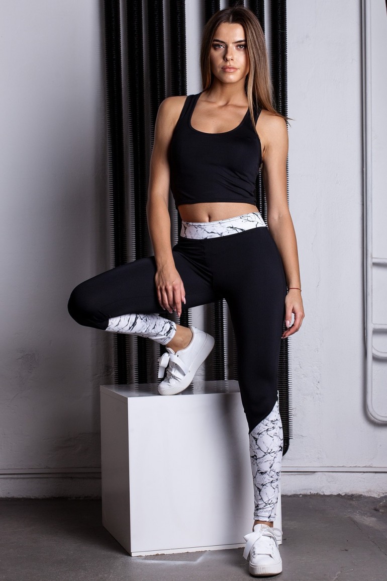 CM4865 Gładkie legginsy ze wzorem