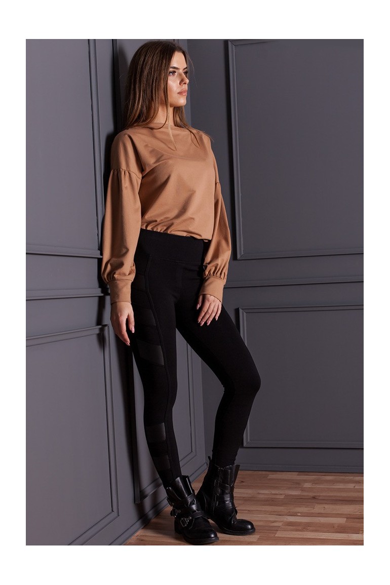CM4870 Dopasowane legginsy ze skórzanymi wstawkami