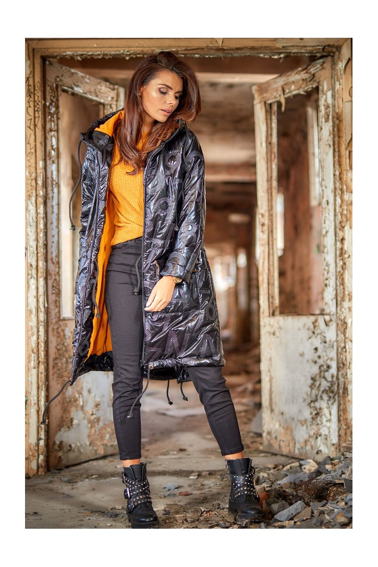 CM4897 Kurtka oversize z kapturem - czarna