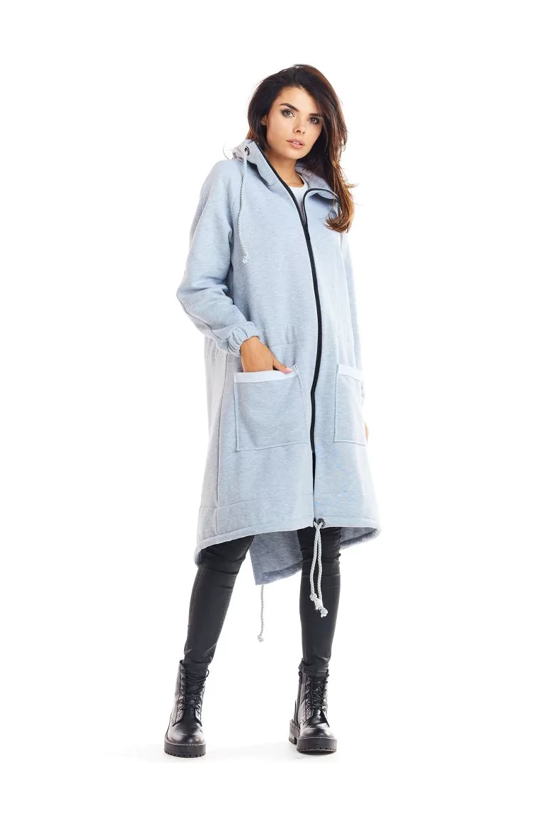 CM4903 Bluza parka zapinana na zamek - szara