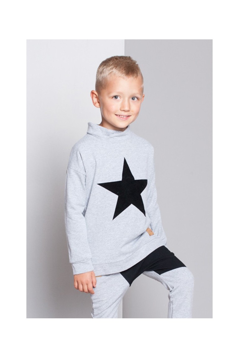 CM5076 Dresowa bluza dziecięca z podwójną stójką - szara