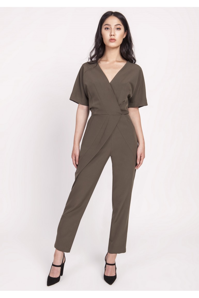 CM5112 Kombinezon z ozdobnymi zakładkami - khaki