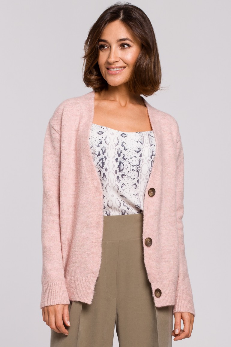 CM5180 Kardigan zapinany na guziki - różowy