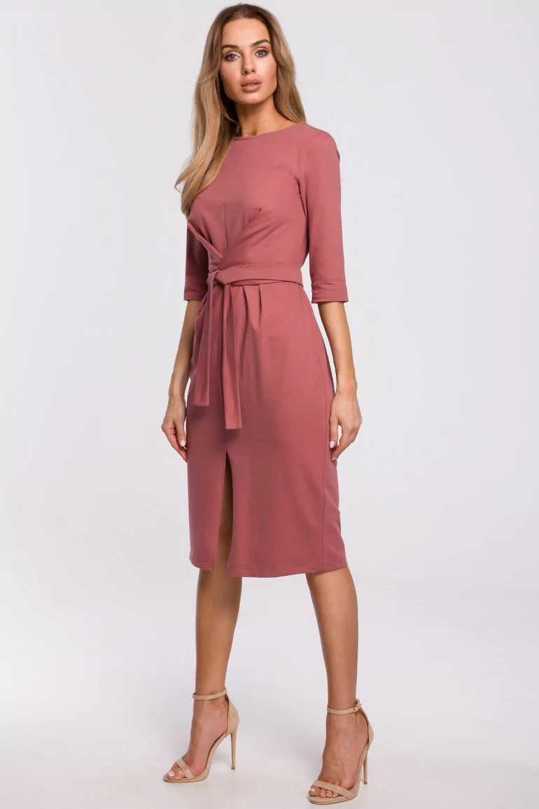CM5203 Sukienka z efektownym wiązaniem - róż indyjski