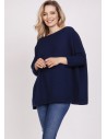 Bluza oversize z rękawem 3/4 - granatowa