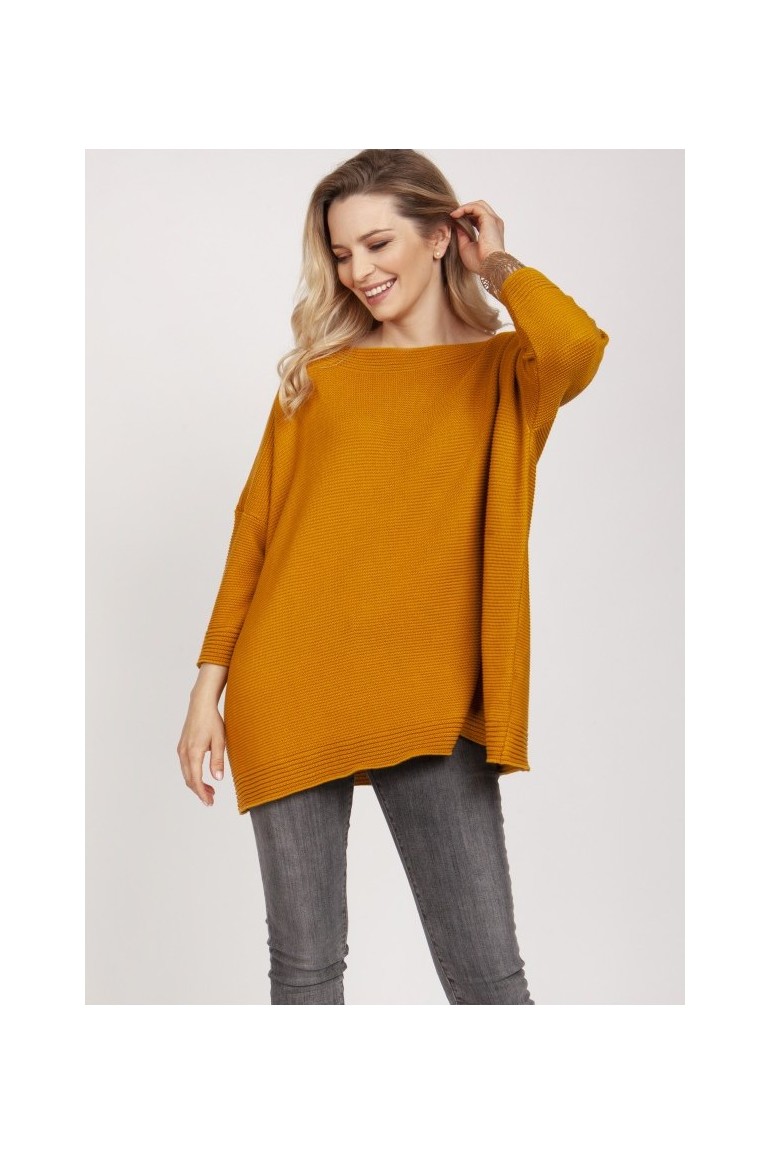 CM5318 Bluza oversize z rękawem 3/4 - szafranowa
