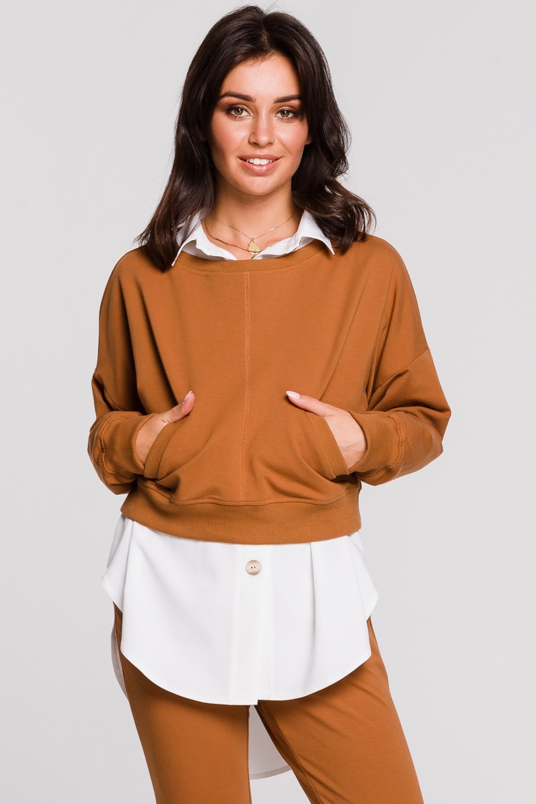 CM4600 Stylowa krótka bluza - karmelowa OUTLET