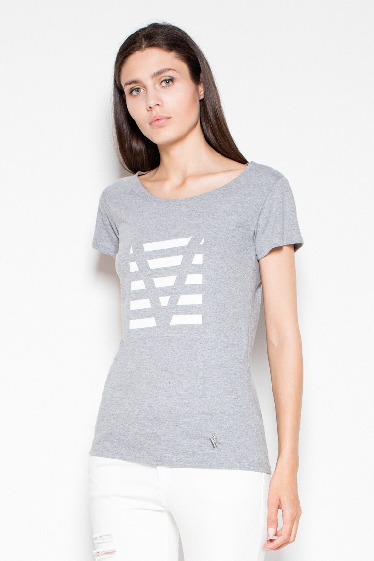 CM2988 Bawełniany t-shirt z oryginalnym nadrukiem - szara