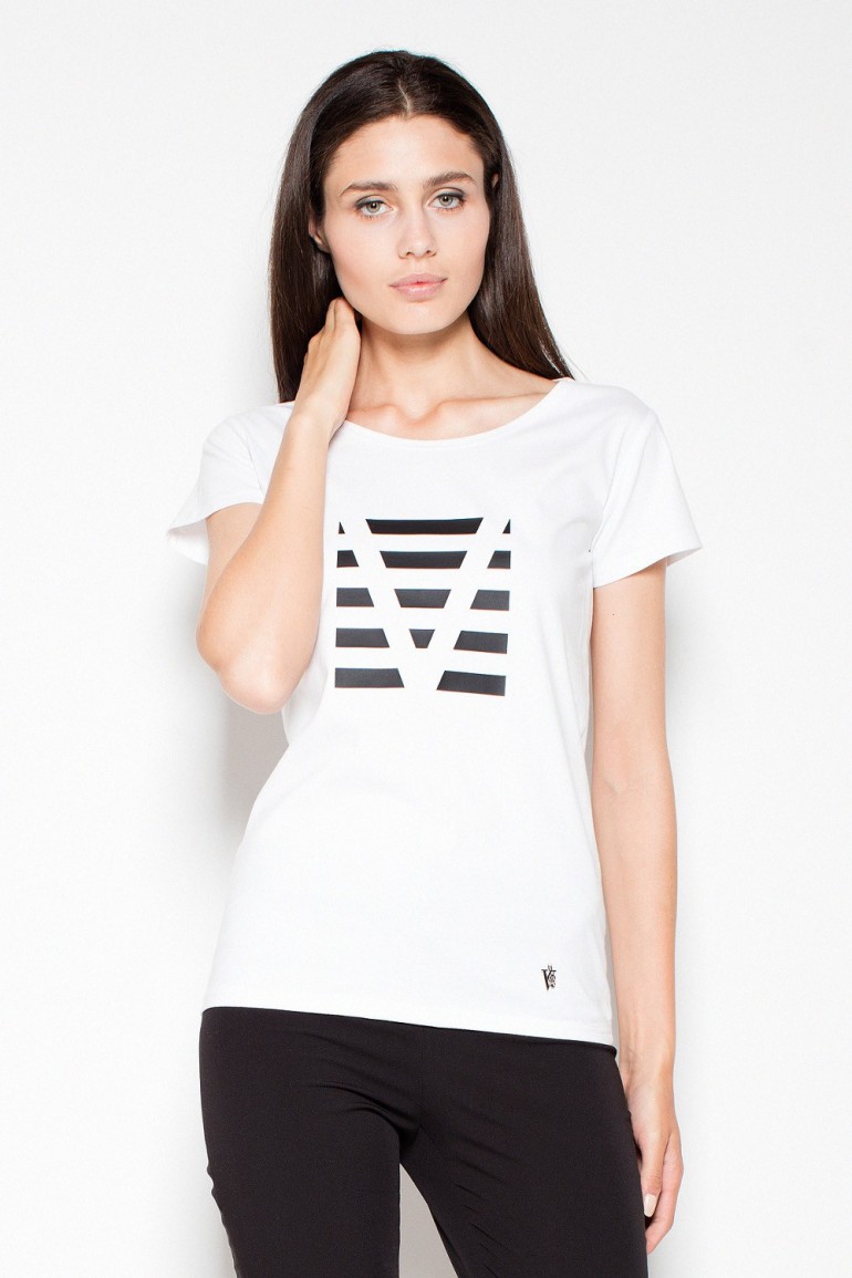 CM2988 Bawełniany t-shirt z oryginalnym nadrukiem - biała