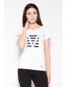 Bawełniany t-shirt z oryginalnym nadrukiem - biała