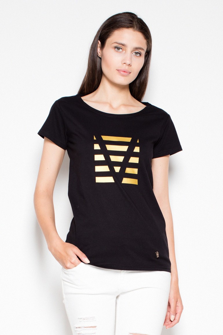 CM2988 Bawełniany t-shirt z oryginalnym nadrukiem - czarny