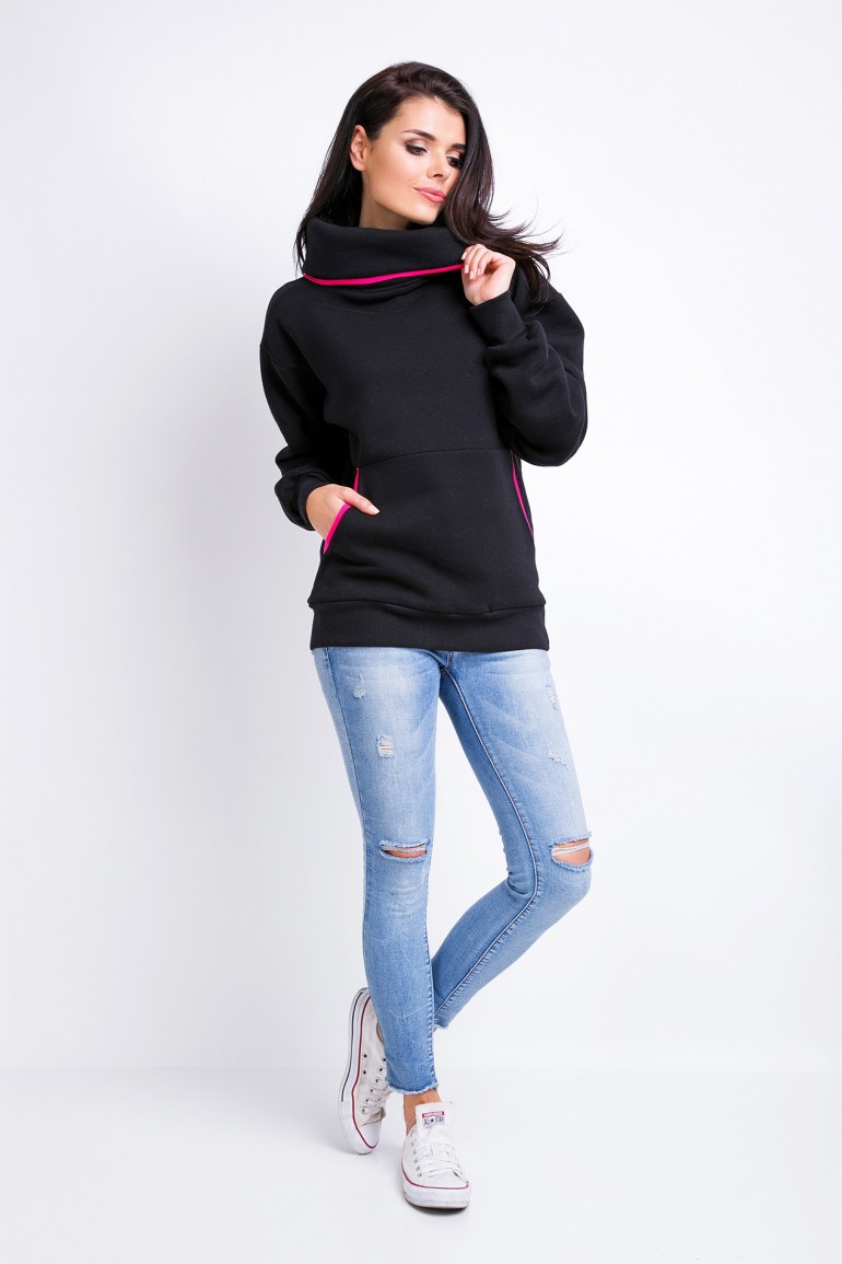 CM2821 Ciepła bluza z golfem - czarna