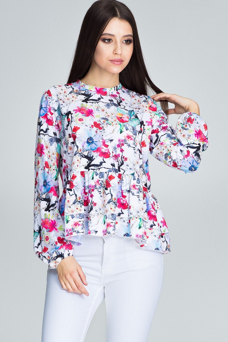 CM3660 Luźna bluzka w kwiaty - wzór 78