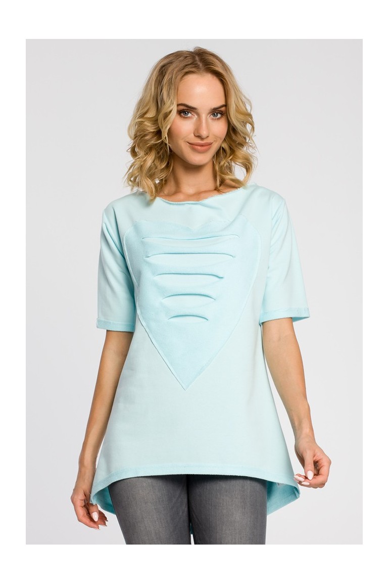 CM0274 Dresowa bluza tunika serce - miętowa
