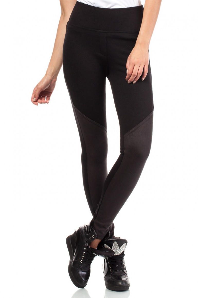CM2730 Legginsy z wysokim stanem i zamszowymi wstawkami - czarne