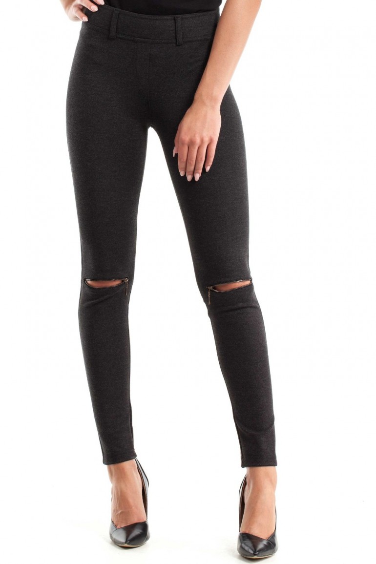 CM2471 Stylowe legginsy z przeszyciami - czarny-melanż