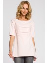 Dresowa bluza tunika serce - pudrowa