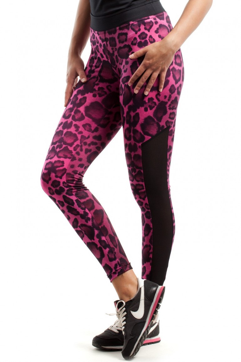 CM2430 Sportowe legginsy FIT z czarną wstawką na łydce - model 3