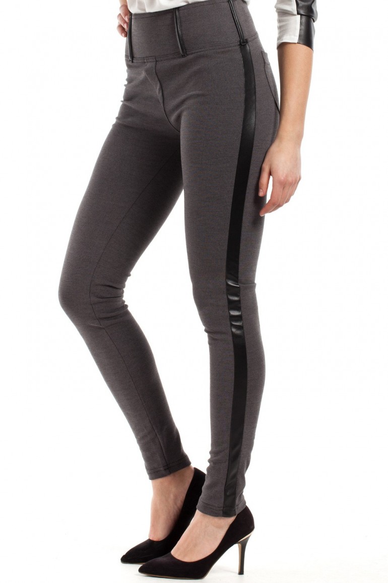 CM2244 Niezwykle eleganckie dopasowane legginsy - grafitowy-melanż